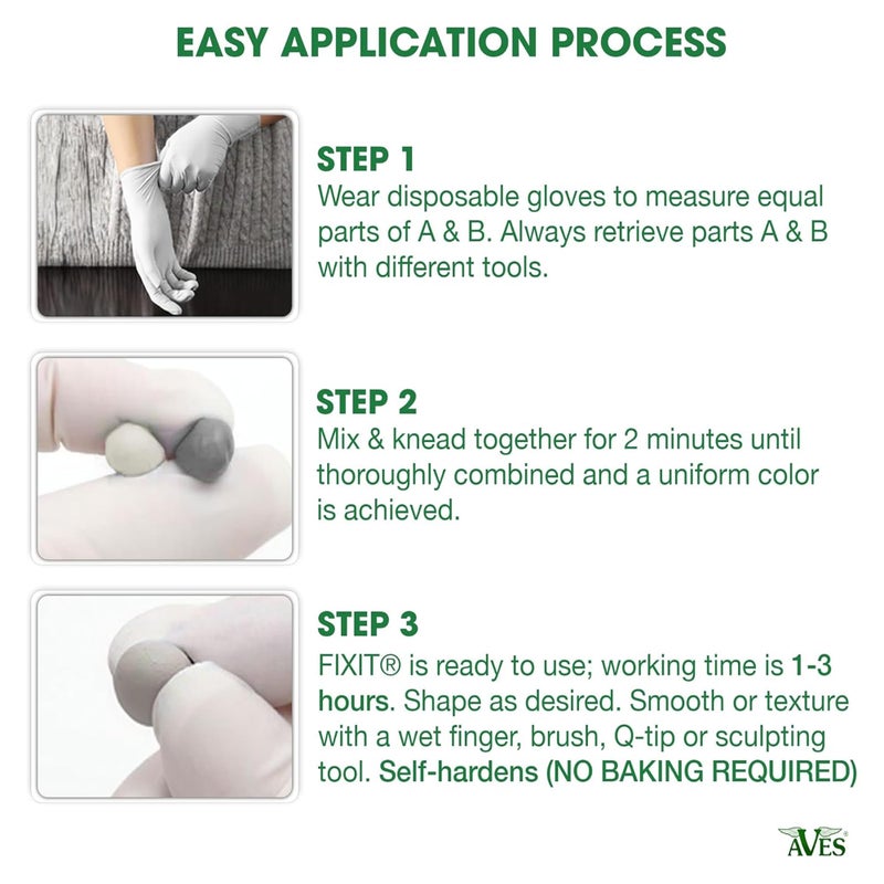 Aves Fixit Sculpt - 2 Part Air Hardening Epoxy Modeling & Repair Compound (A & B) - 1 lb, Durable Self Dry Clay for Sculpting, Repairs, Waterproof, Adhesive & Easy to Use - Canvas (Sand Like Color) - Image 3